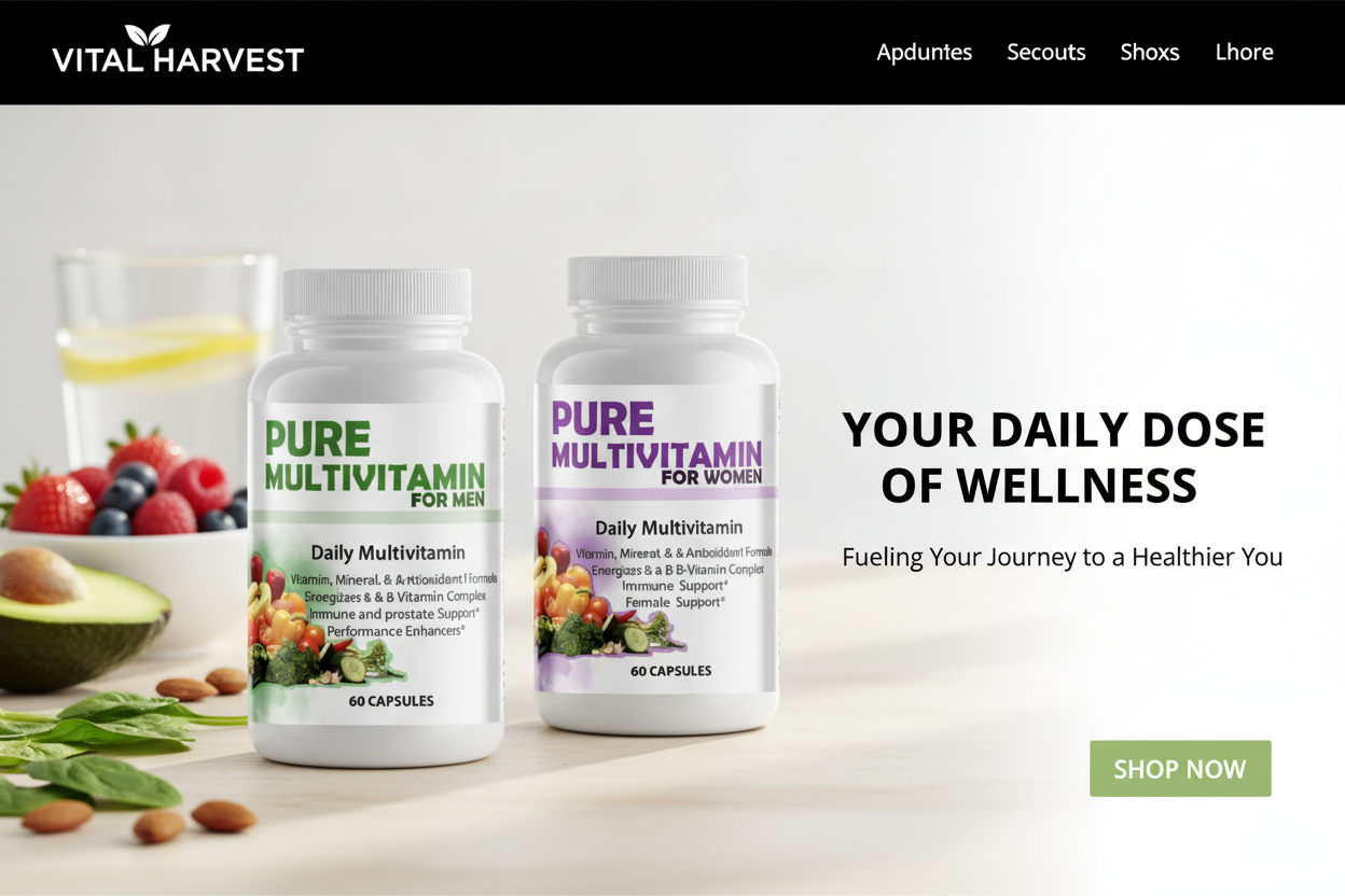 Homepage banner voor vitamine webshop